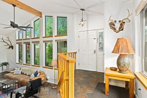 House, Multiple Beds, Patio, Garden View (1916 Winterberry Way) | Living area | 55-inch flat-screen TV with digital channels, fireplace