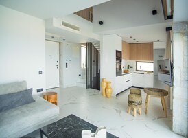 Villa estándar | Cocina privada | Máquina de café espresso, frigorífico, microondas y horno