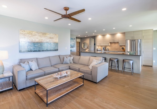 Modern Living Room and Kitchen with All the Amenities