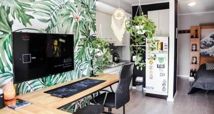 Bright Studio with Large Desk Balcony, Hammock