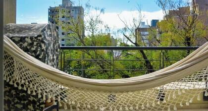 Bright Studio with Large Desk Balcony, Hammock