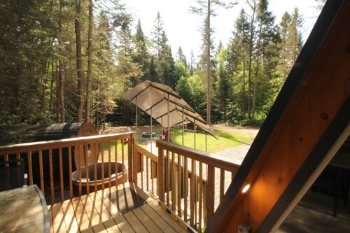 aframe in the woods.