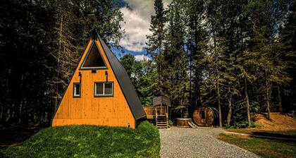 aframe in the woods.