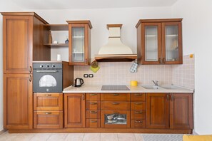 Fridge, oven, stovetop, electric kettle
