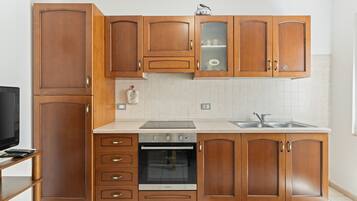 Fridge, oven, stovetop, cookware/dishes/utensils