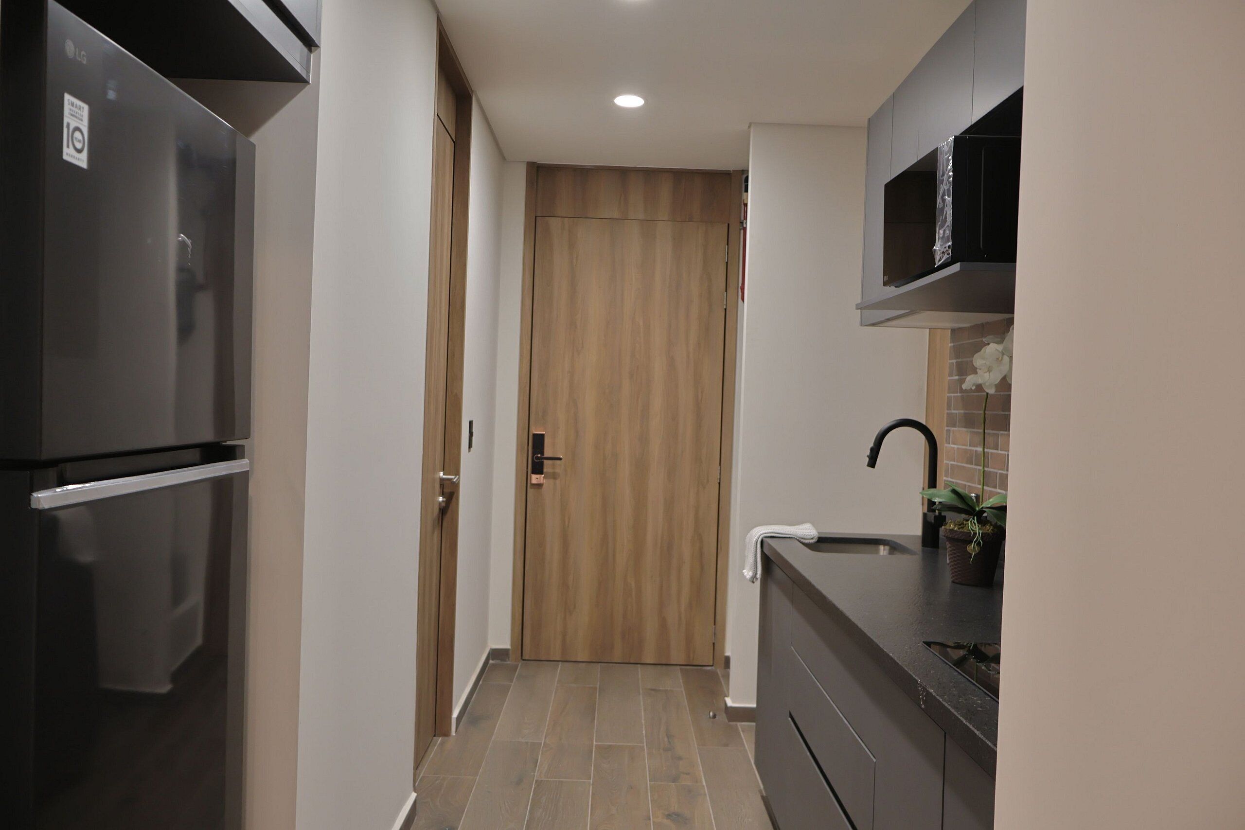 Fridge, microwave, coffee/tea maker