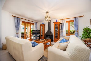 TV, fireplace