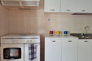 Fridge, oven, stovetop, cookware/dishes/utensils