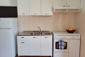 Fridge, oven, stovetop, cookware/dishes/utensils