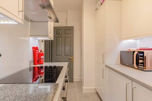 Frigorífico, microondas, horno y placa de cocina