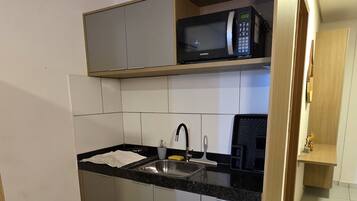 Apartment | Private kitchen | Fridge, microwave, stovetop
