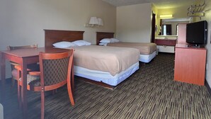 A hotel room with two beds, a desk, a chair, a television, and a bathroom visible through an open door. -  Hotel Deerfield Inn & Suites Acworth Atlanta (Acworth)