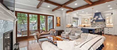 TV, fireplace, offices