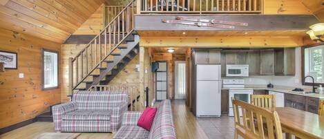 Smart TV, fireplace, DVD player, foosball