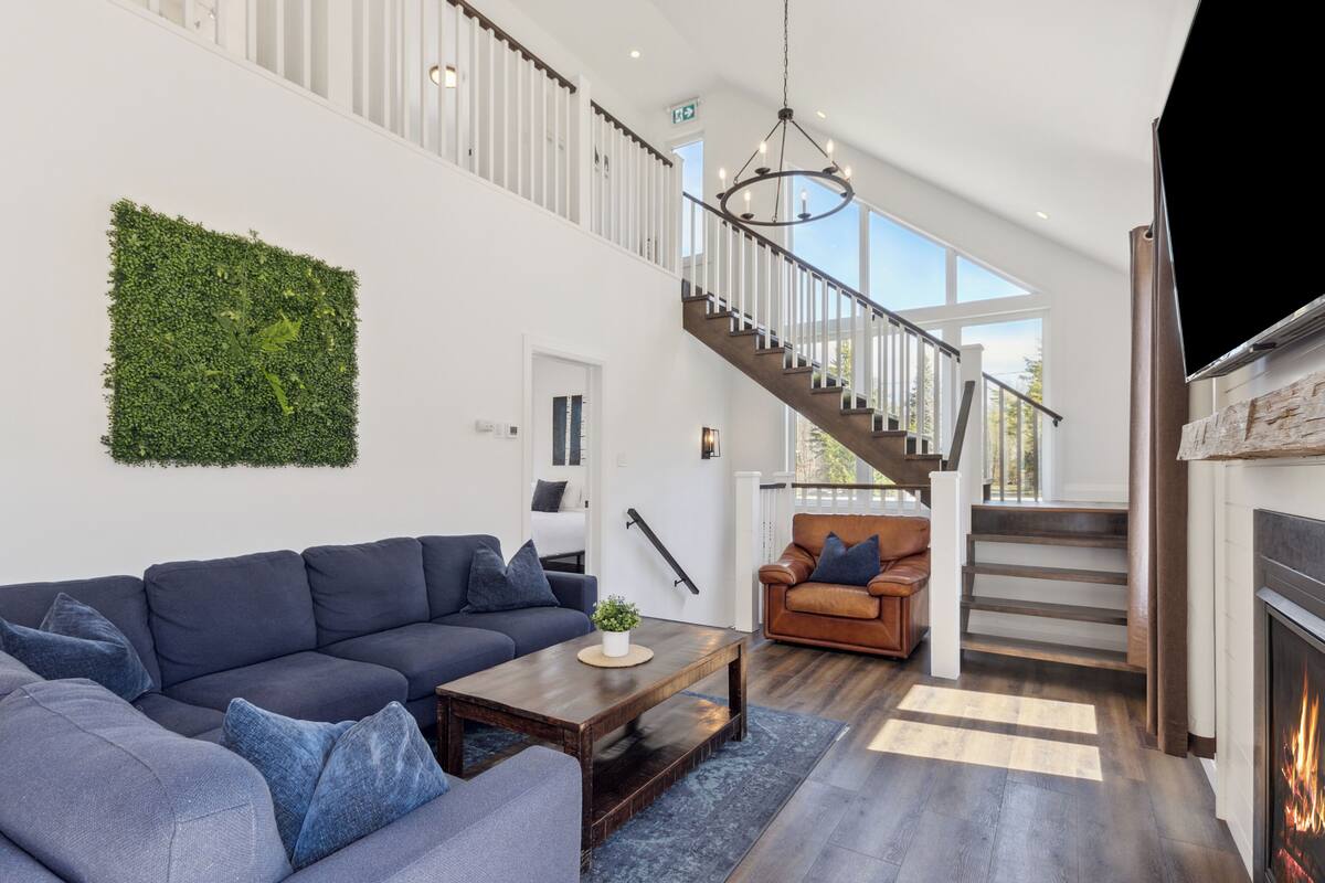 Superior Chalet | Living area | Fireplace
