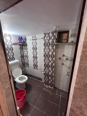 Regadera, secadora de cabello, jabón, papel de baño