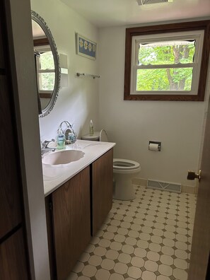 Shower, hair dryer, towels, soap - 3-bedroom house located three miles from Sawyer Lake on the Michigamme River (Channing)