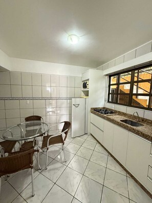 Fridge, microwave, stovetop, blender