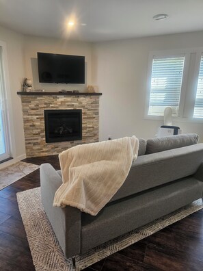 TV, fireplace