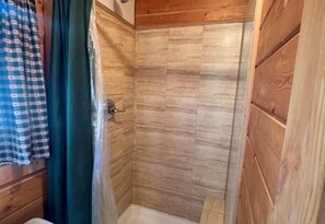 Ducha, secador de pelo, toallas, jabón