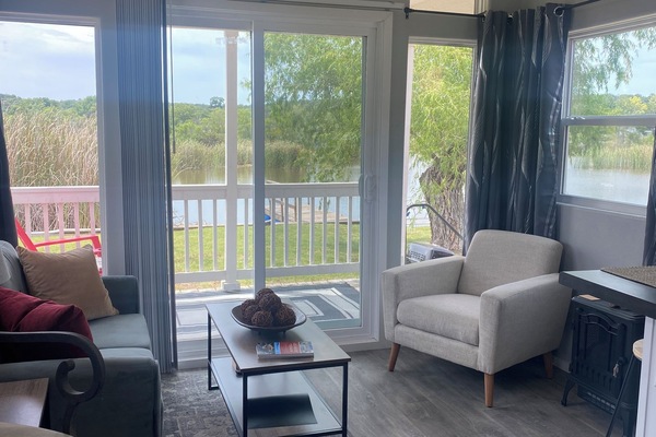 Living room with view of the lake