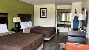 Desk, blackout curtains, iron/ironing board, free WiFi