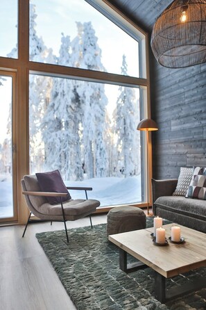 Villa, 2 soverom, badstue (loft) | Oppholdsområde | En 50-tommers smart-TV med digitale kanaler