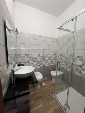 Dusche, Haartrockner, Bidet, HandtĂŒcher