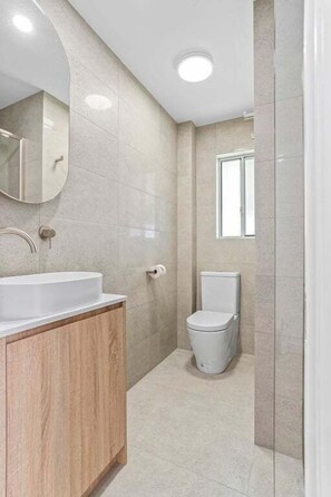 Hair dryer, towels, toilet paper