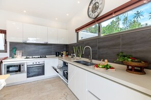 Fridge, microwave, oven, dishwasher