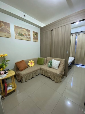 Room, 1 Bedroom, Accessible, Pool View | Living room - Room-aj Staycation at Shore 2 (Pasay)