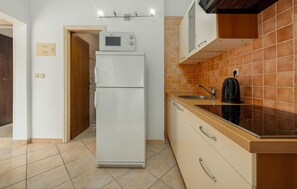 Fridge, oven, stovetop, coffee/tea maker