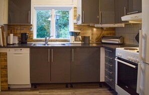 Réfrigérateur, micro-ondes, plaque de cuisson, lave-vaisselle