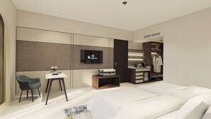 Deluxe-Doppel- oder -Zweibettzimmer | Badezimmer | Hausschuhe, Handtücher, Seife, Shampoo