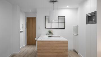 Fridge, microwave, coffee/tea maker