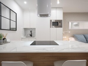 Fridge, microwave, coffee/tea maker