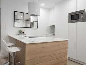 Fridge, microwave, coffee/tea maker