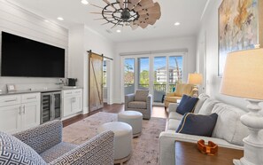 House, Multiple Beds, Pool Access, Pool View (Changes in Latitude) | Living area | 55-inch flat-screen TV with digital channels
