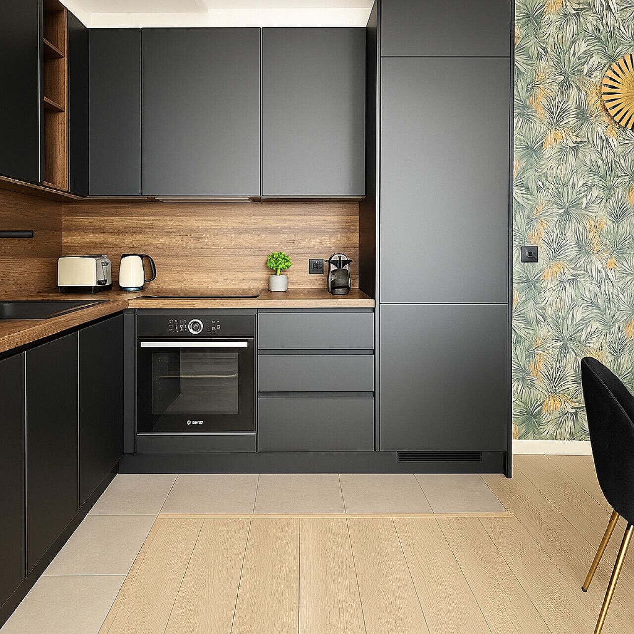 ثلاجة، ميكروويف، فرن، موقد طهي مسطح