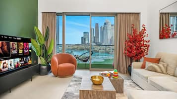 Appartamento Luxury, 2 camere da letto, balcone, vista lago | Soggiorno