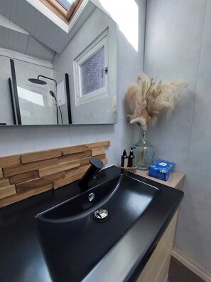 Shower, hair dryer, towels, soap - RENOVATED GITE COZY MONEIN SLEEPS 8 (Monein)