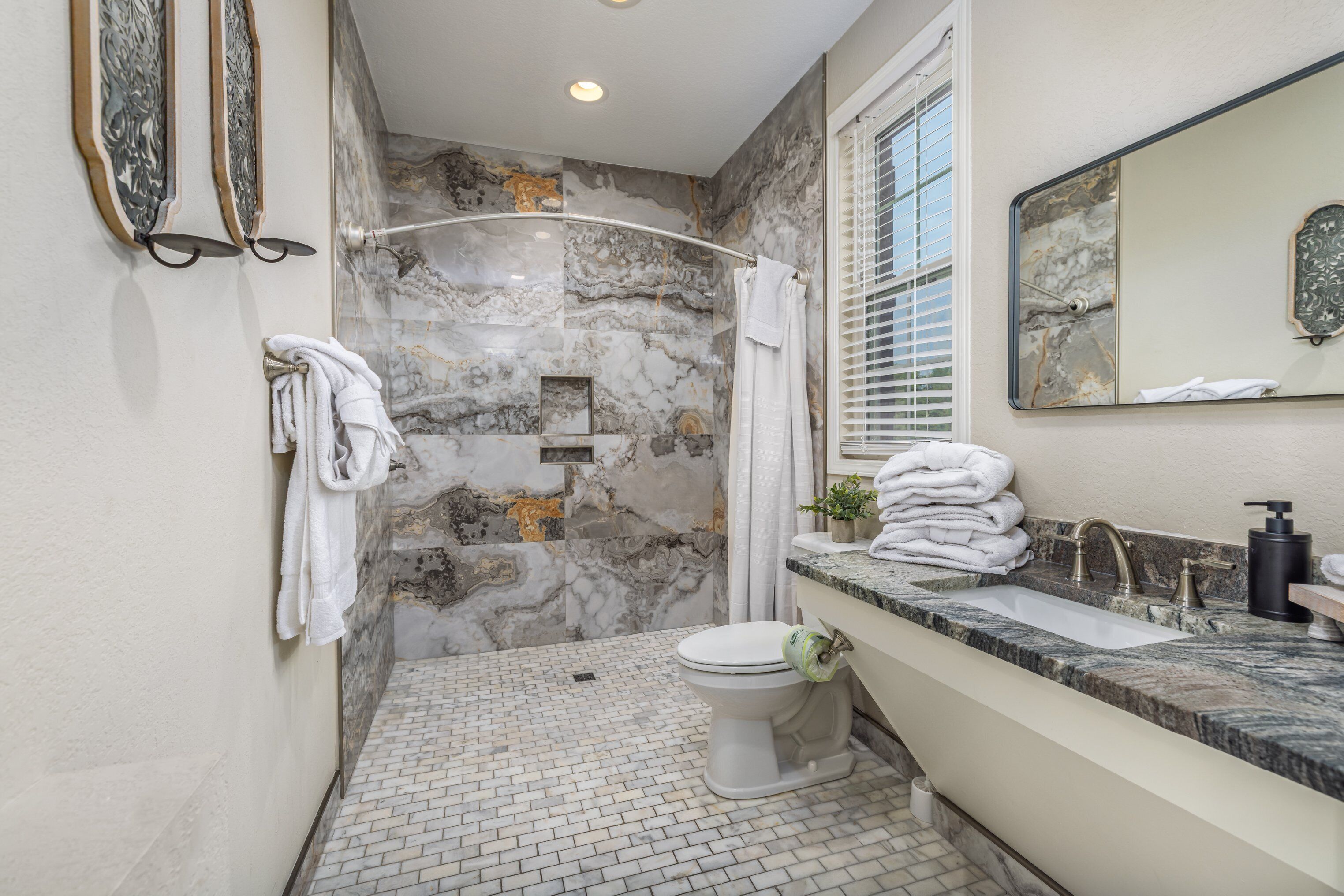 Luxurious bathroom with a stunning walk-in shower.