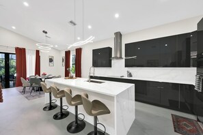 Fridge, microwave, coffee/tea maker, toaster