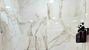 Douche, sèche-cheveux, serviettes fournies, papier toilette