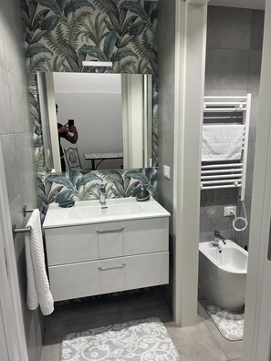 Sèche-cheveux, serviettes fournies, savon, papier toilette