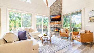 TV, fireplace, foosball, table tennis