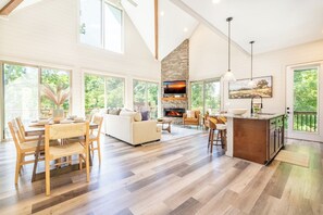 TV, fireplace, table football, ping pong