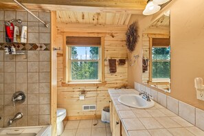 Shower, towels, soap, shampoo