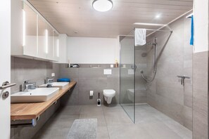 Ducha, secador de pelo y toallas