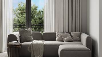 Smart-tv, bøger, stereoanlæg